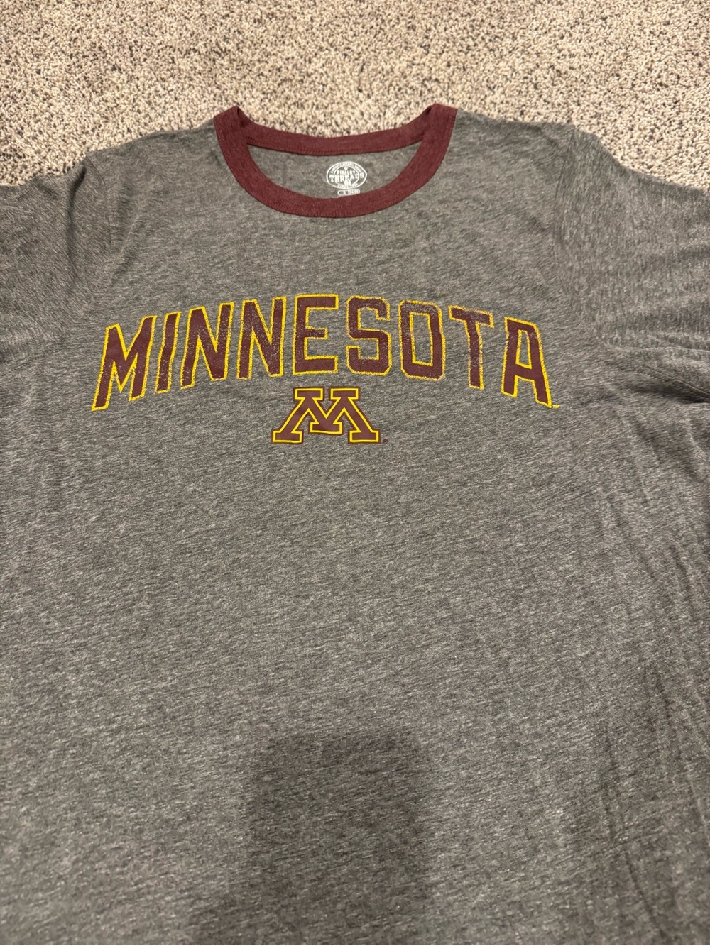 Rivalry Threads Minnesota Ringer Tee - Gray with Maroon and Gold